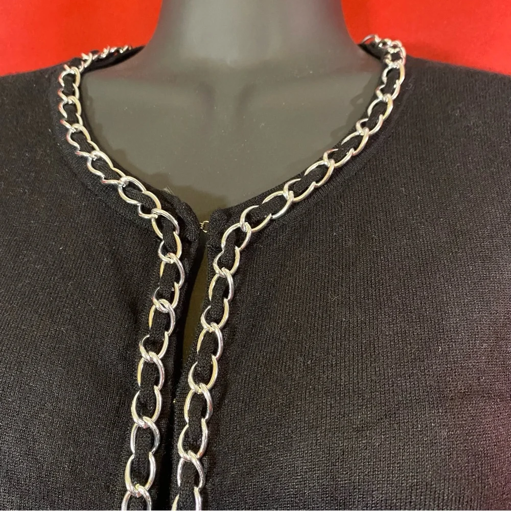 RED Black Chain-Embellished Women's Cardigan - Picture 3 of 6